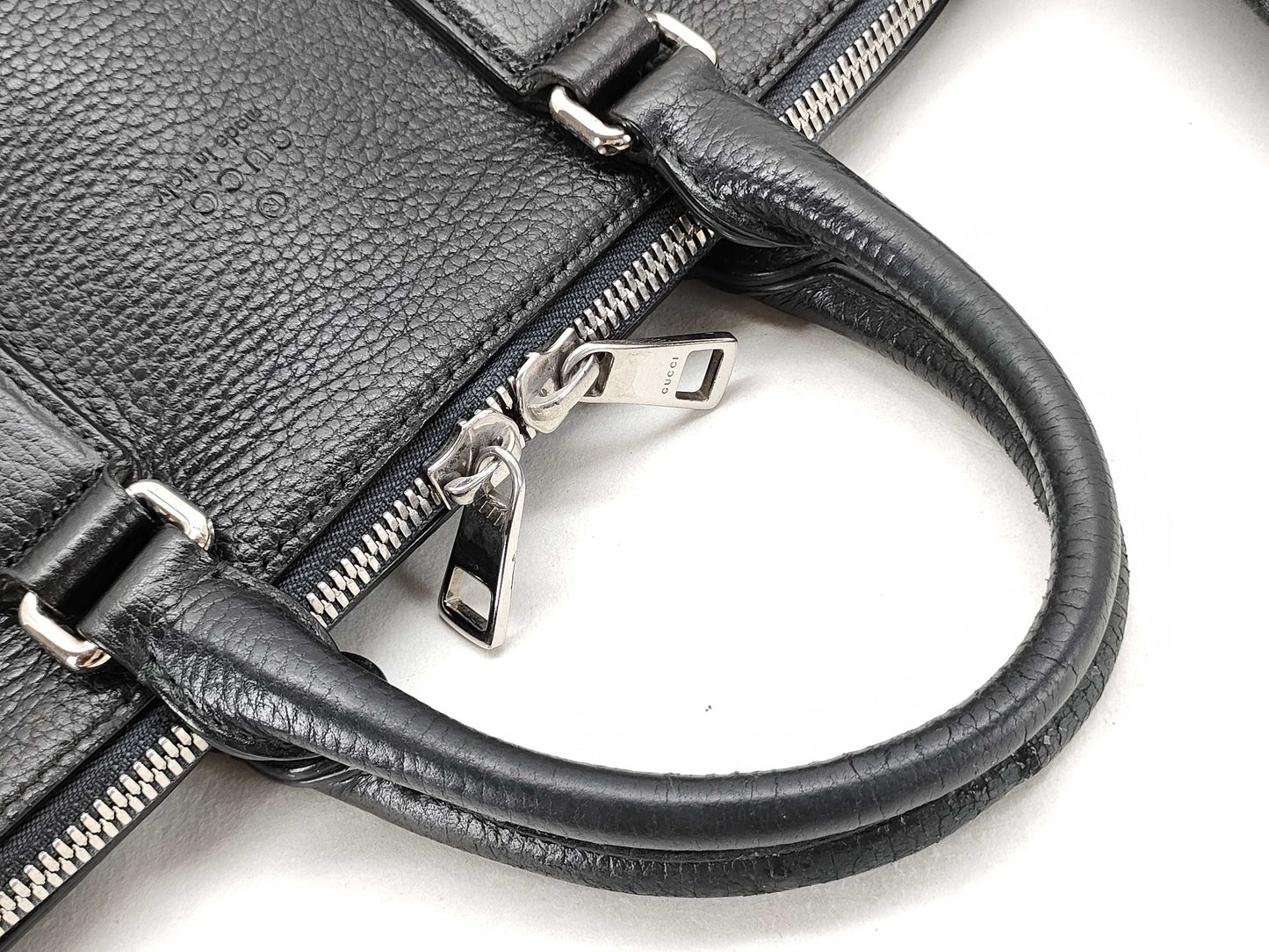 GUCCI GUCCI 387074 Leather Business Bag, Black, 2-Way Diamante Business Bag