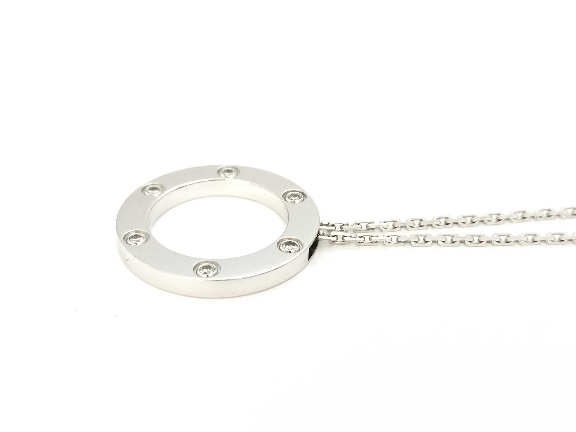 Cartier Love Circle 6PD WG 750 13.2g Necklace 