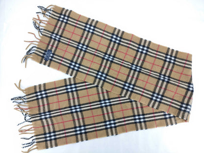 BURBERRY Fringe Scarf, Nova Check, Lambswool, Beige, Other Accessories