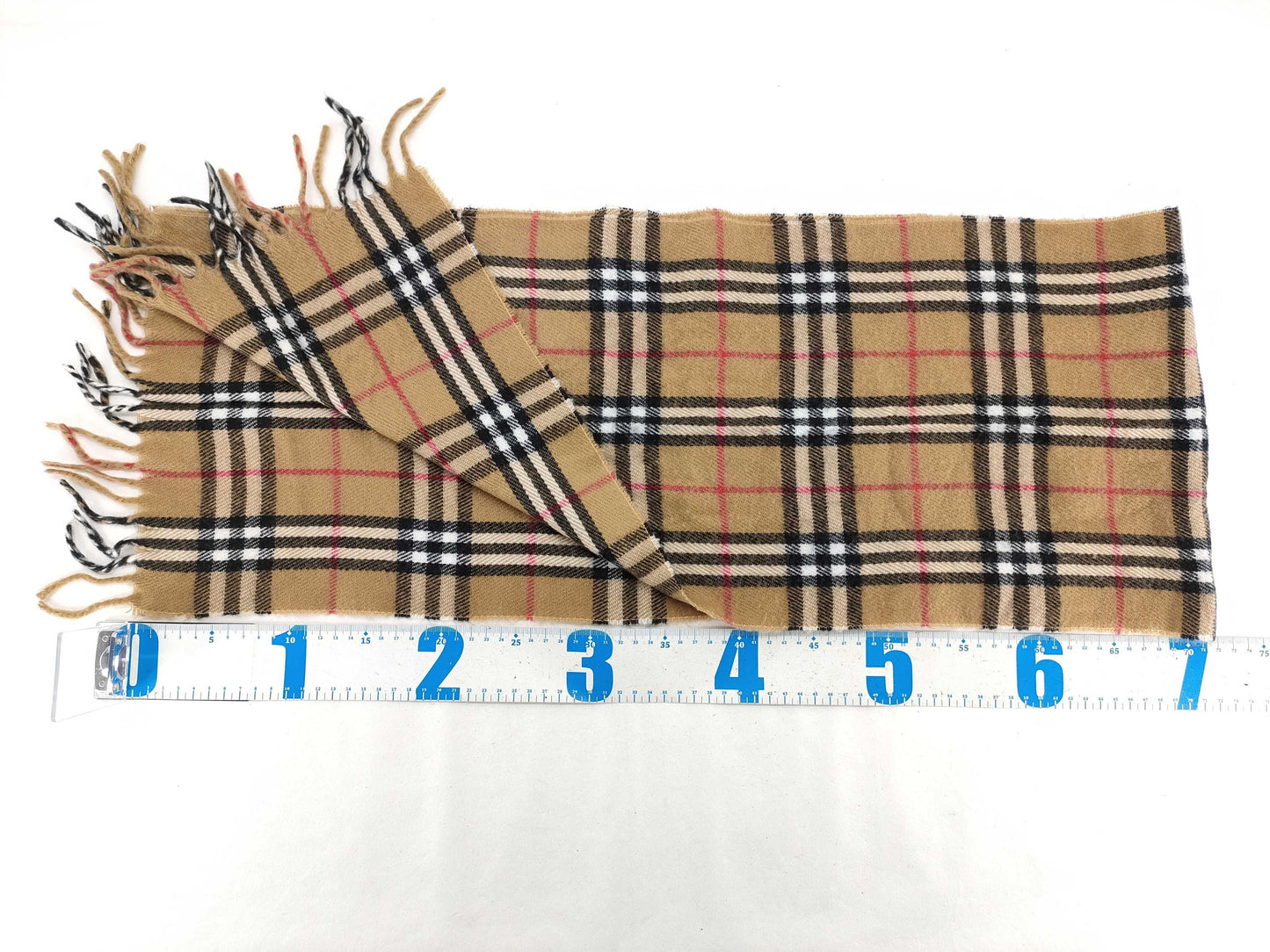 BURBERRY Fringe Scarf, Nova Check, Lambswool, Beige, Other Accessories