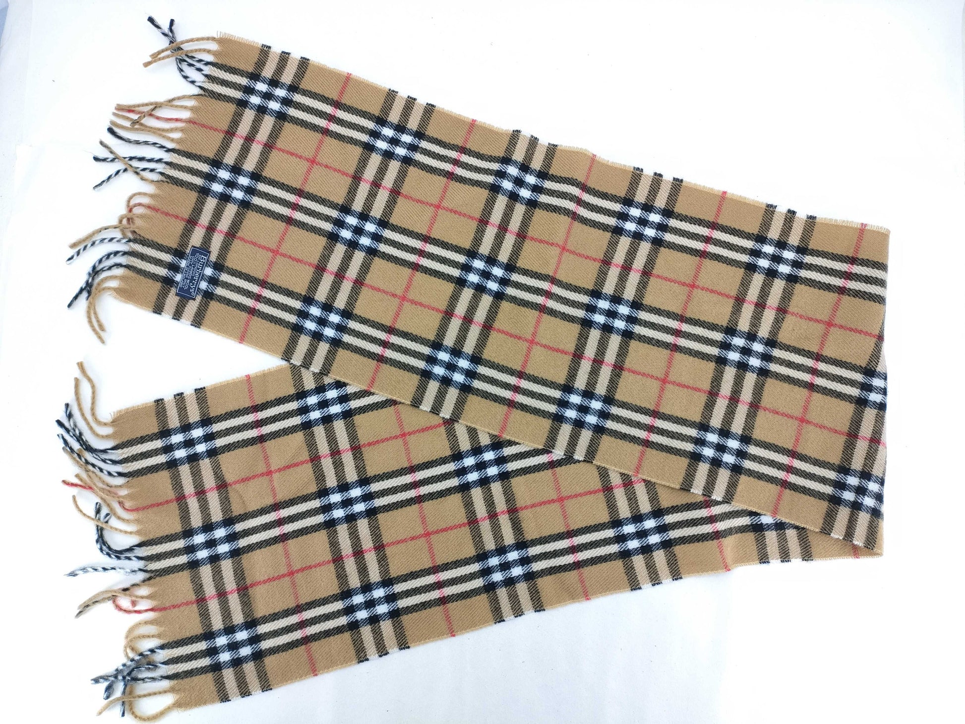 BURBERRY Fringe Scarf, Nova Check, Lambswool, Beige, Other Accessories
