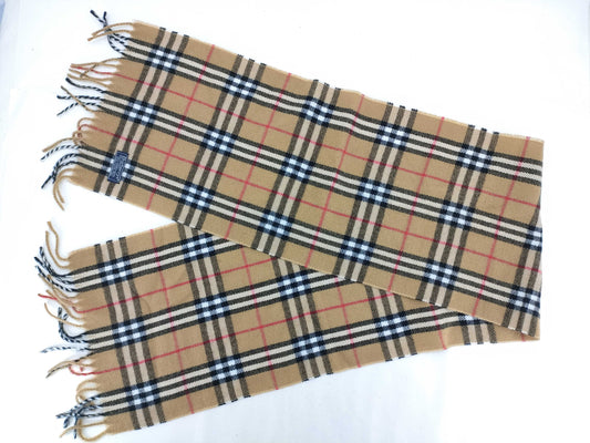 BURBERRY Fringe Scarf, Nova Check, Lambswool, Beige, Other Accessories