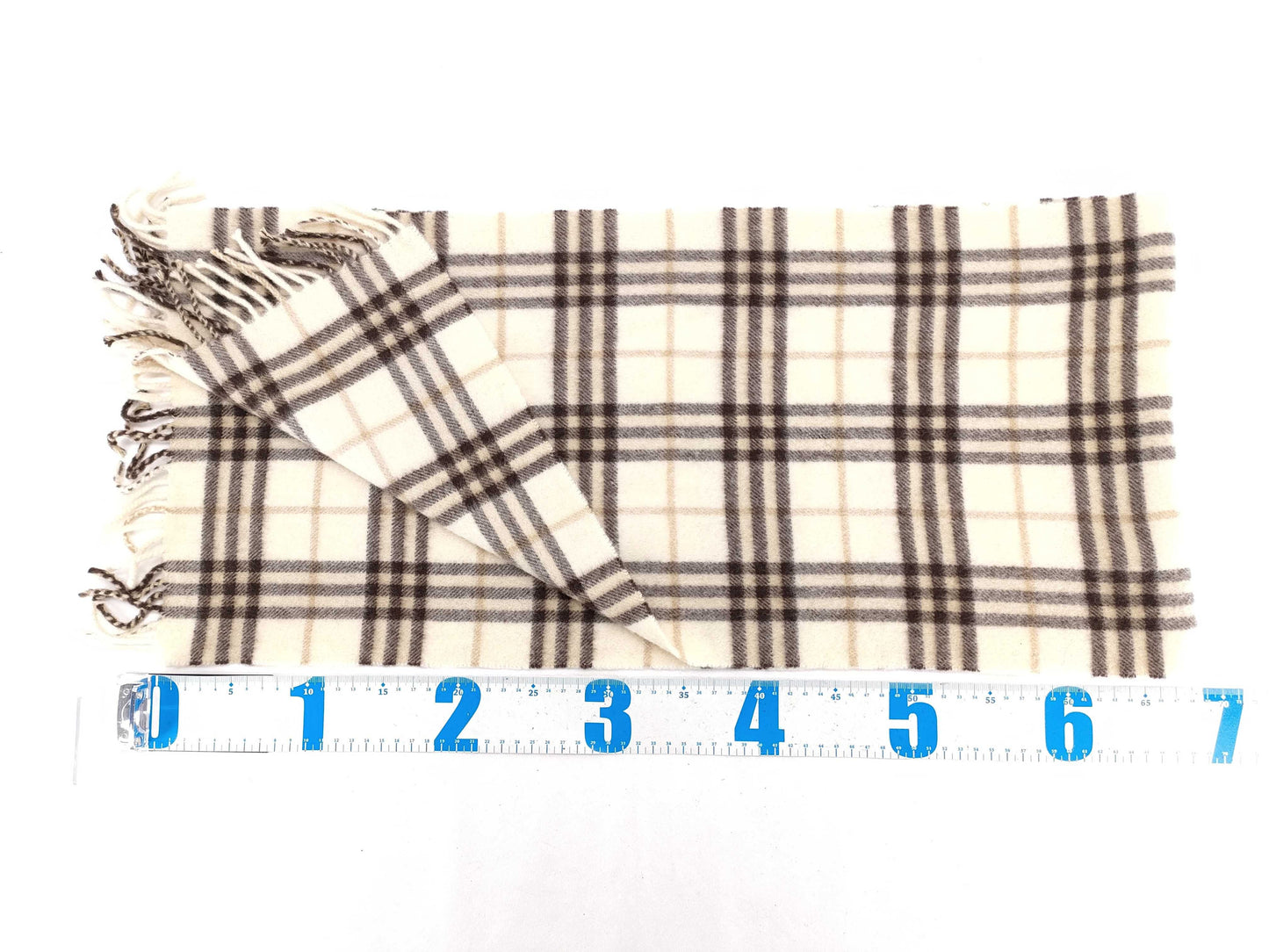 BURBERRY Fringe Scarf, Nova Check, Cashmere, Light Beige, Other Accessories