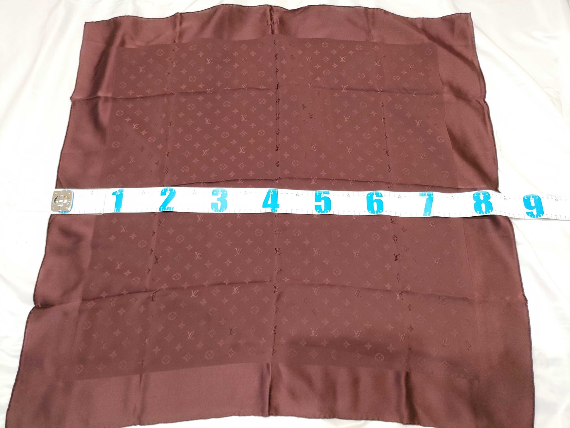 LOUIS VUITTON Monogram Silk Scarf, Bordeaux, with Tag