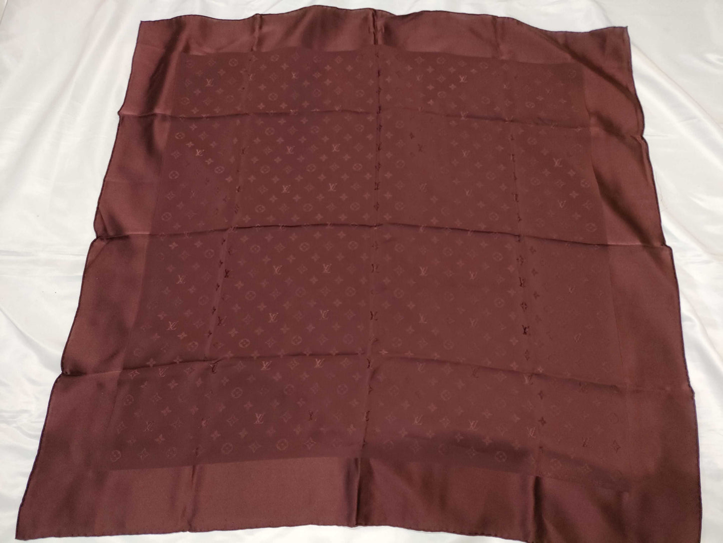 LOUIS VUITTON Monogram Silk Scarf, Bordeaux, with Tag