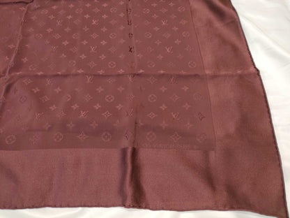 LOUIS VUITTON Monogram Silk Scarf, Bordeaux, with Tag