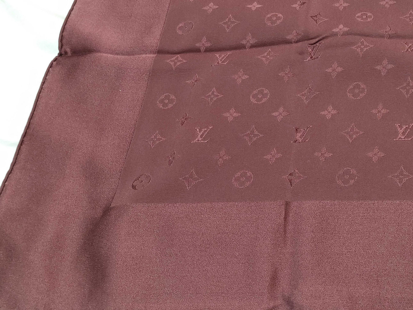 LOUIS VUITTON Monogram Silk Scarf, Bordeaux, with Tag