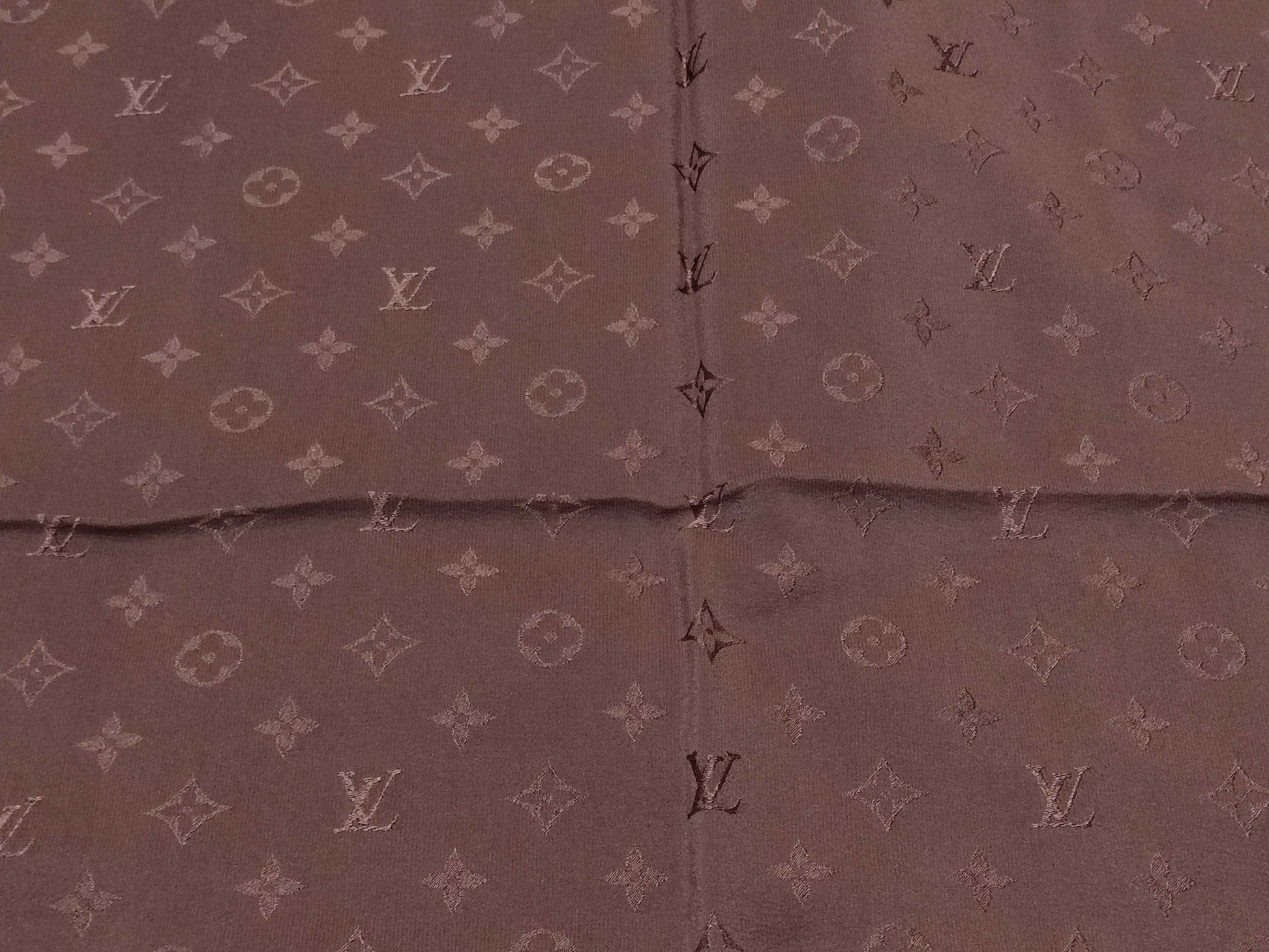 LOUIS VUITTON Monogram Silk Scarf, Bordeaux, with Tag