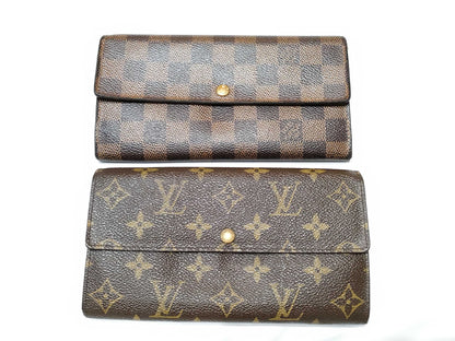 LOUIS VUITTON Two Louis Vuitton long wallets: Portefeuille Sarah and Damier Monogram.