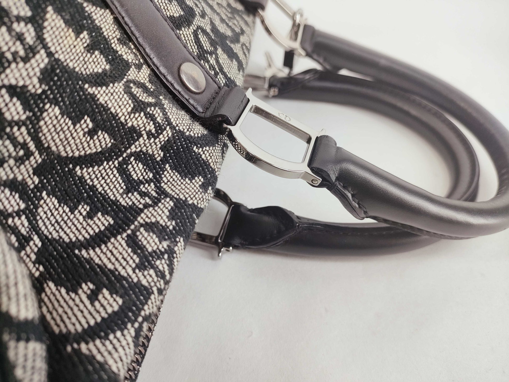 Dior Trotter Boston Bag Canvas BO G 0063 Black Boston Bag