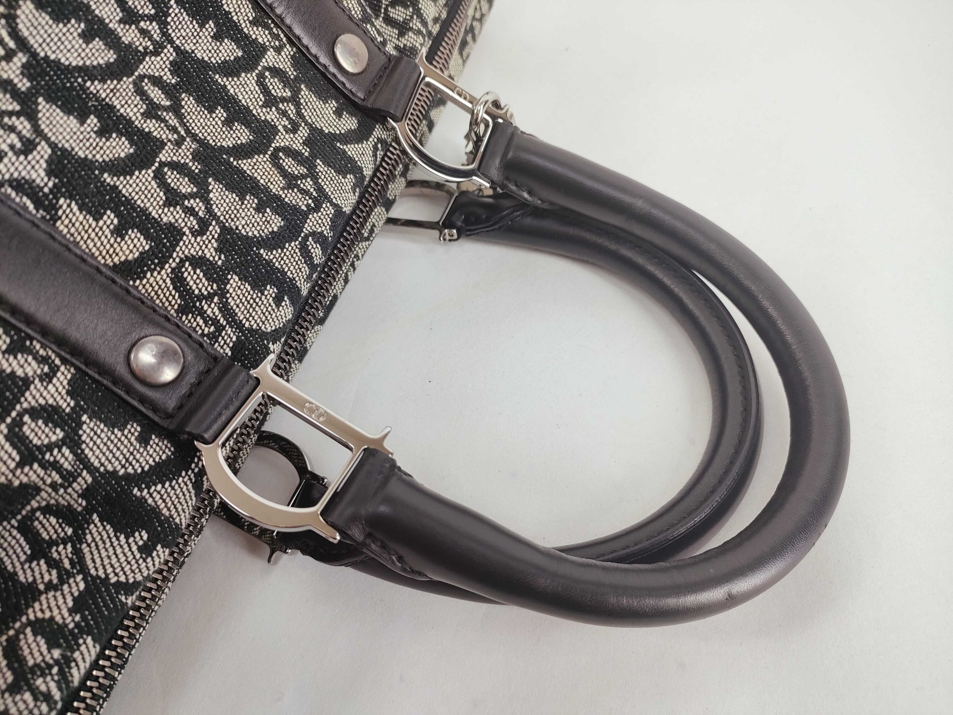 Dior Trotter Boston Bag Canvas BO G 0063 Black Boston Bag