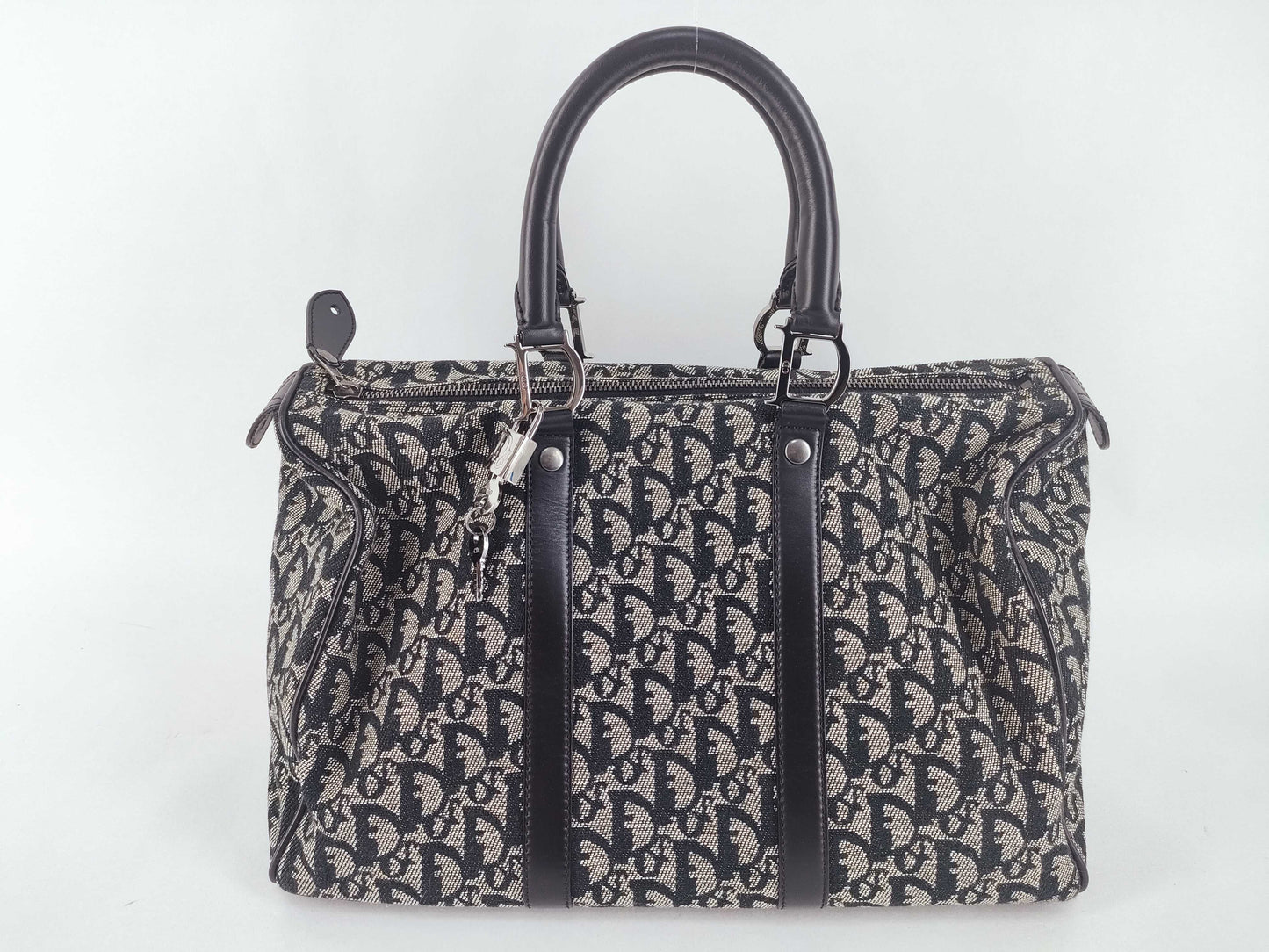 Dior Trotter Boston Bag Canvas BO G 0063 Black Boston Bag