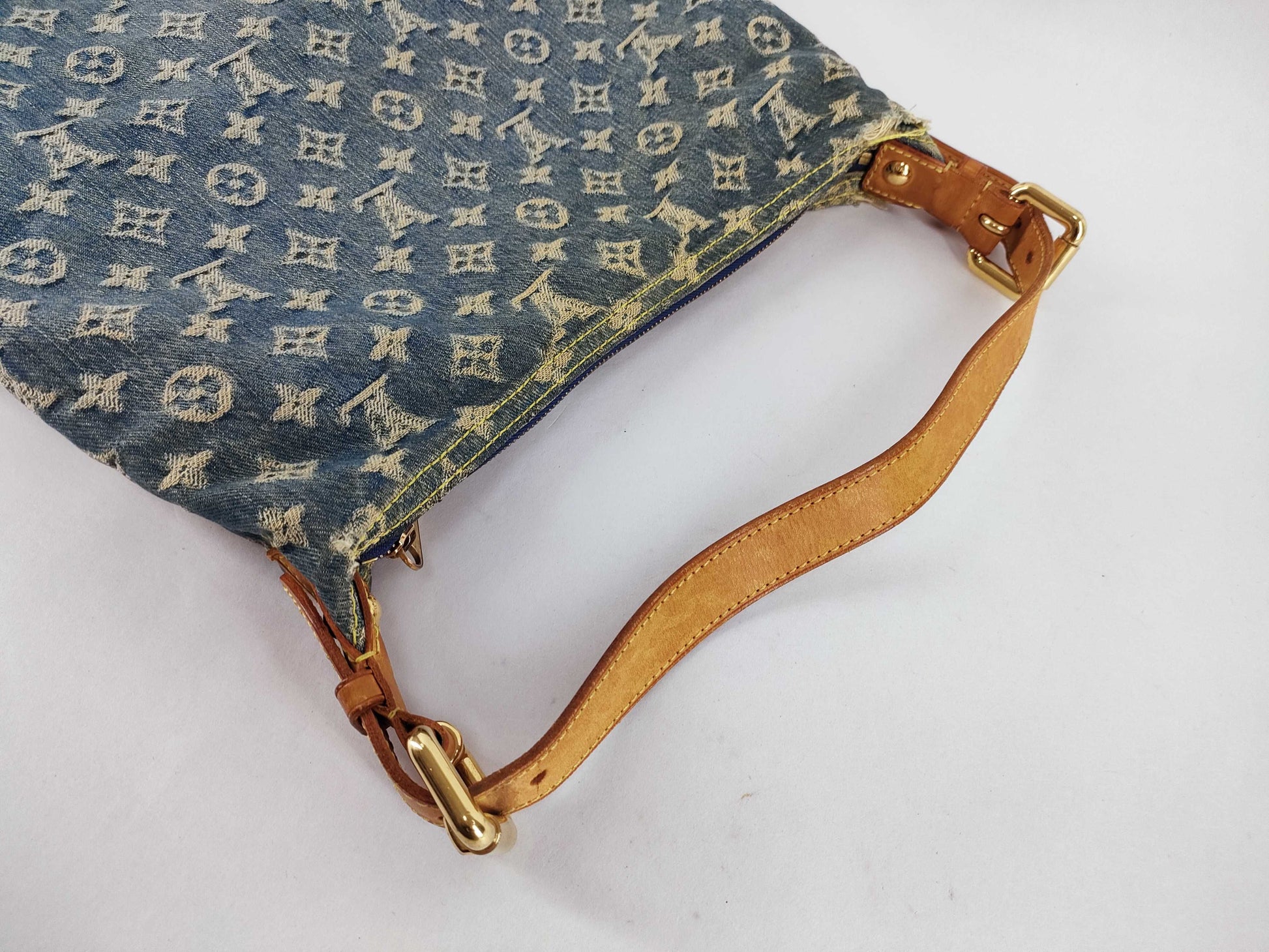 LOUIS VUITTON Monogram Denim Baggy GM Shoulder Bag M95045, Serial Number Unclear, Replacement Shoulder Strap