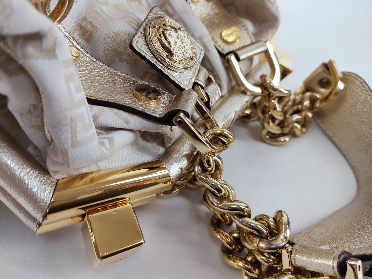 VERSACE Mini Boston Canvas/Calf Boston Bag