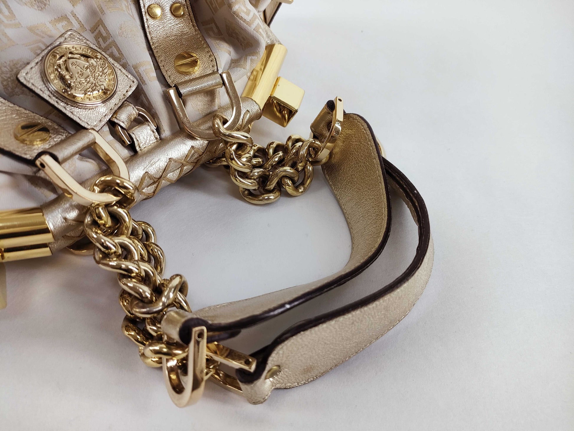 VERSACE Mini Boston Canvas/Calf Boston Bag