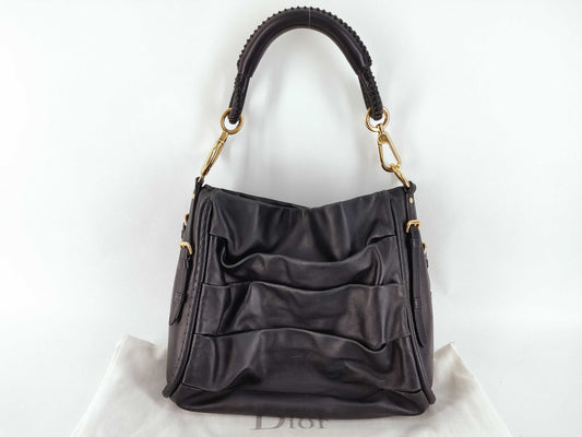 Dior M0340VLVA Hobo Drape Shoulder Bag Beige x Black Shoulder Bag