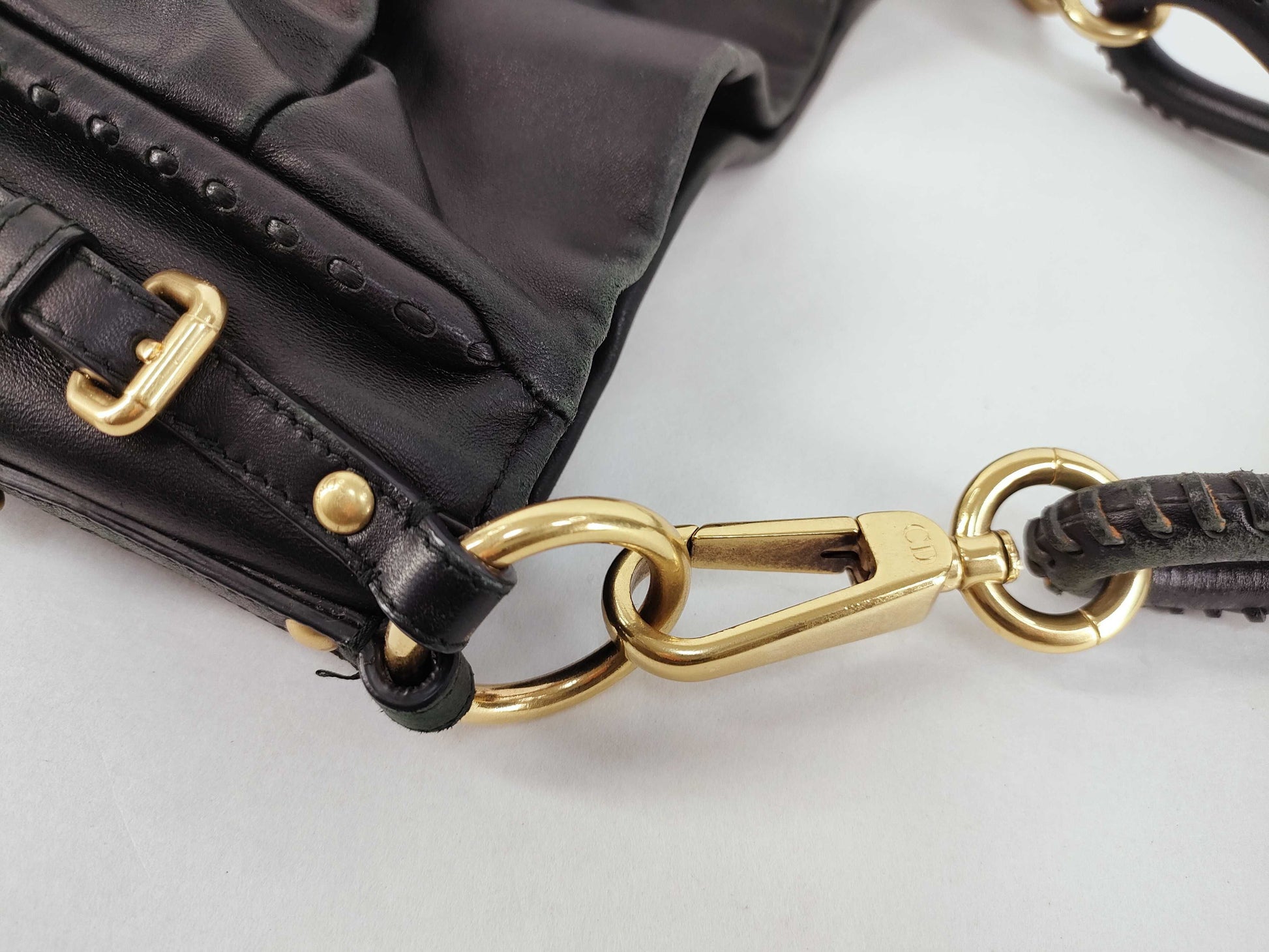 Dior M0340VLVA Hobo Drape Shoulder Bag Beige x Black Shoulder Bag