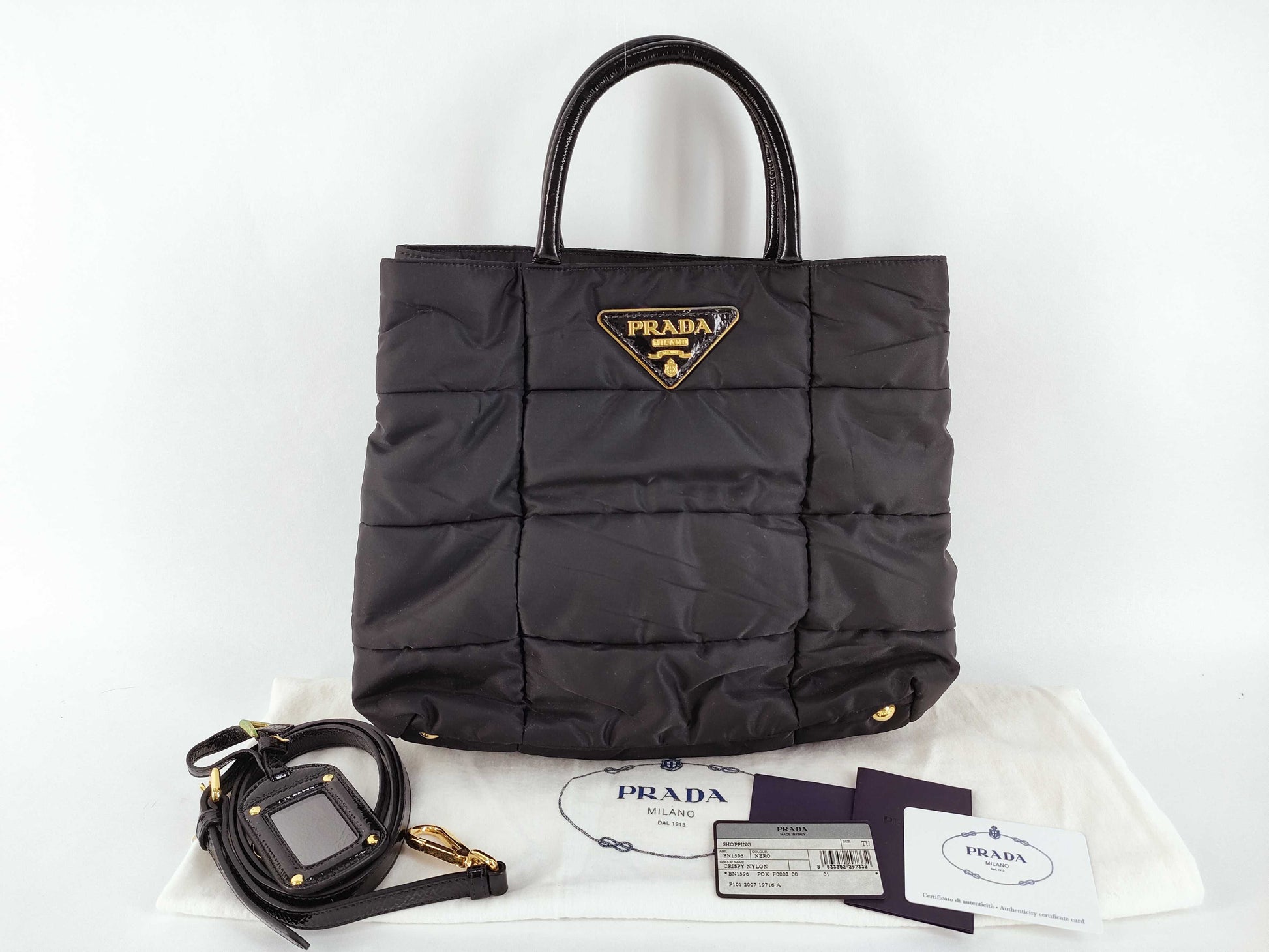 PRADA Nylon PRADA BN1596 2-Way Bag Black Handbag