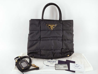 PRADA Nylon PRADA BN1596 2-Way Bag Black Handbag