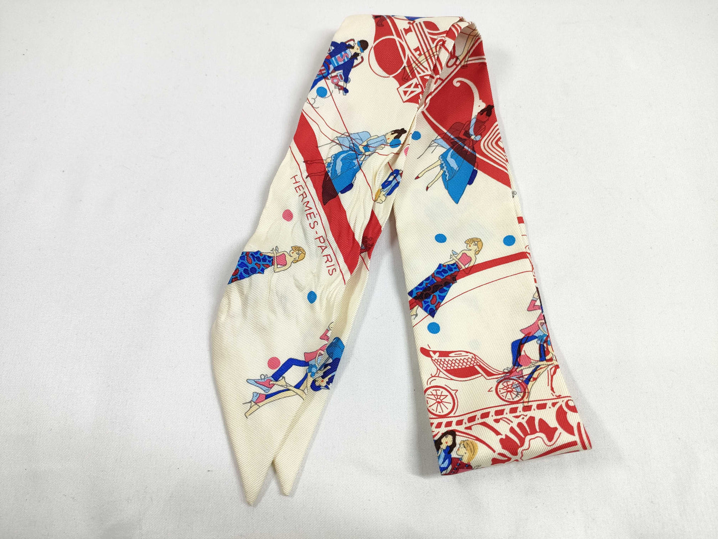 HERMES Twilly Silk Scarf Red Scarf Other Accessories