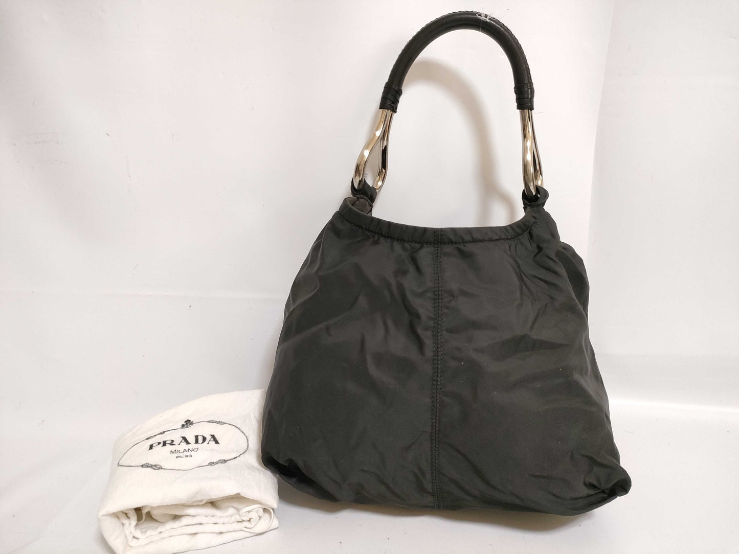 PRADA Prada Pla Hoop Metal Handle Handbag