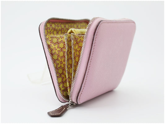 HERMES Azap Silk In Compact Mauve Sylvestre Epsom Leather Wallet with U Stamp 