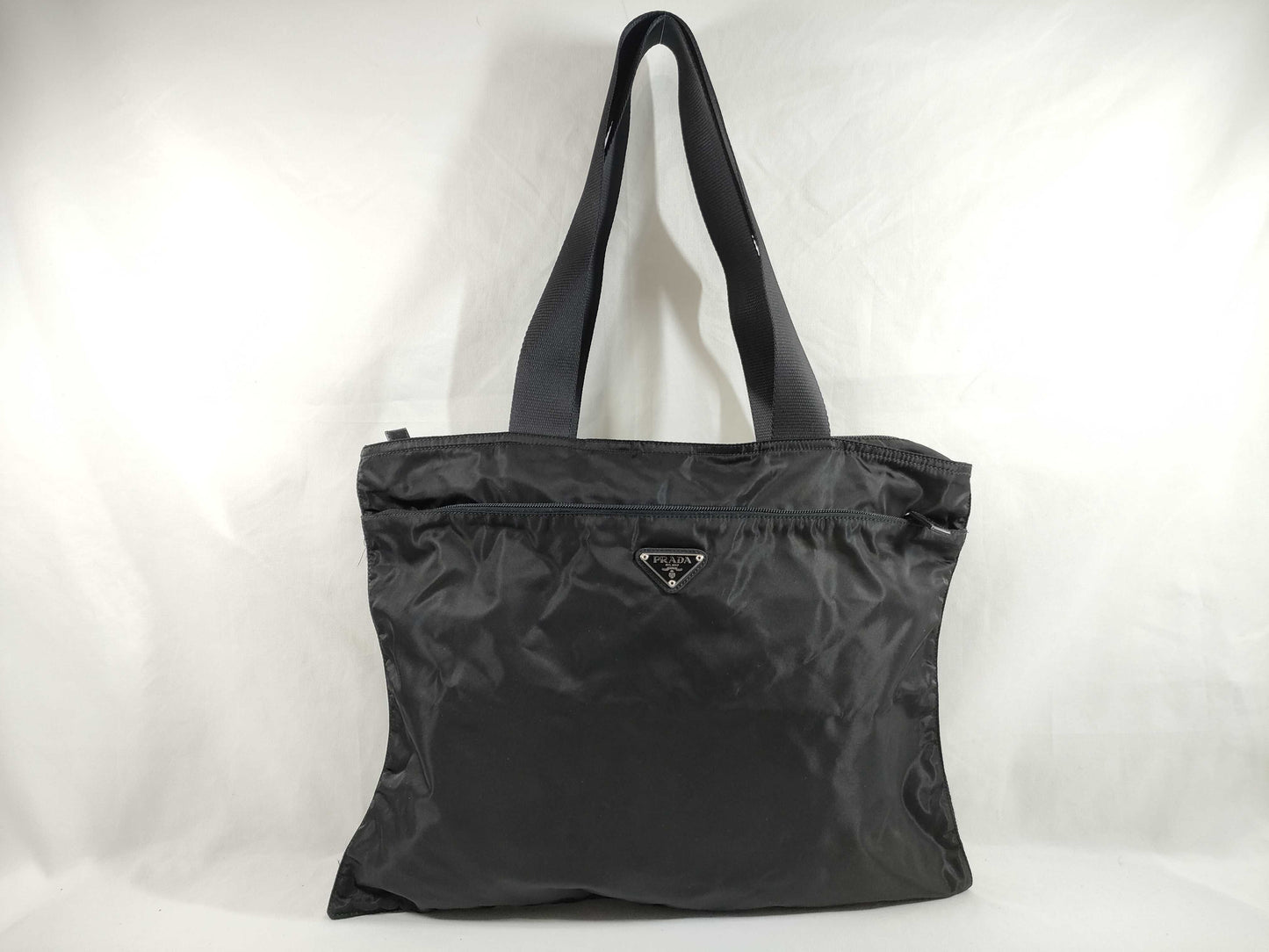 PRADA Prada Tote Bag, Black Nylon with Silver Hardware