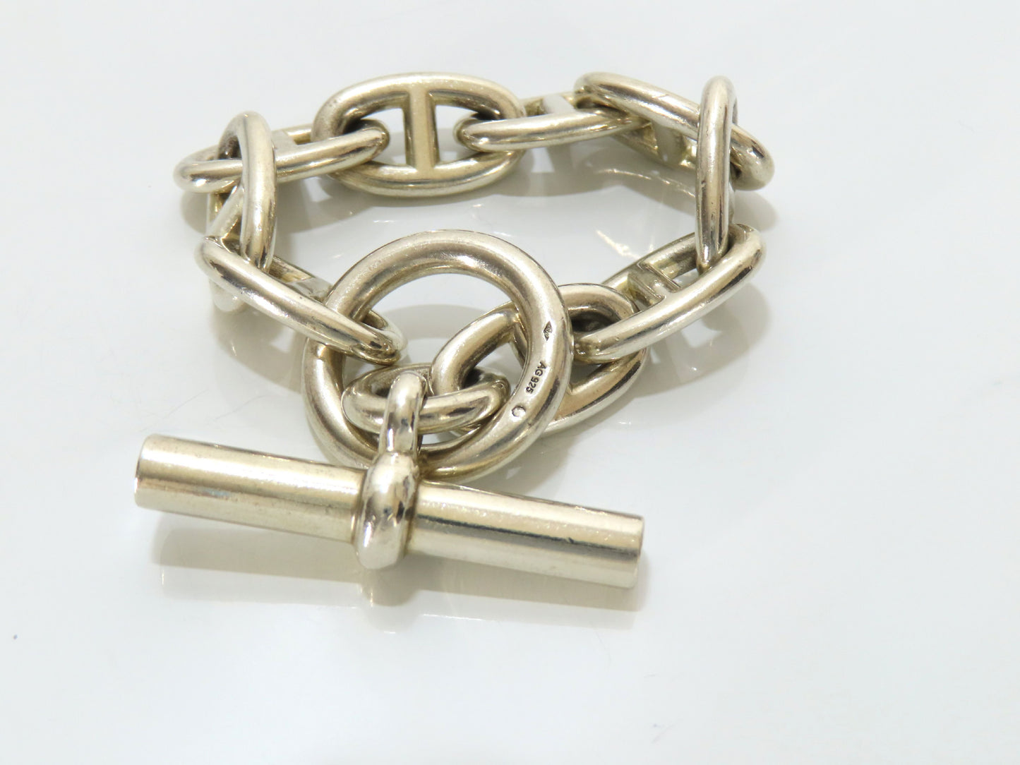 HERMES Chaine d'Ancre TGM Margiela-era Stamped 9-Link SV925 Bracelet 87.1g