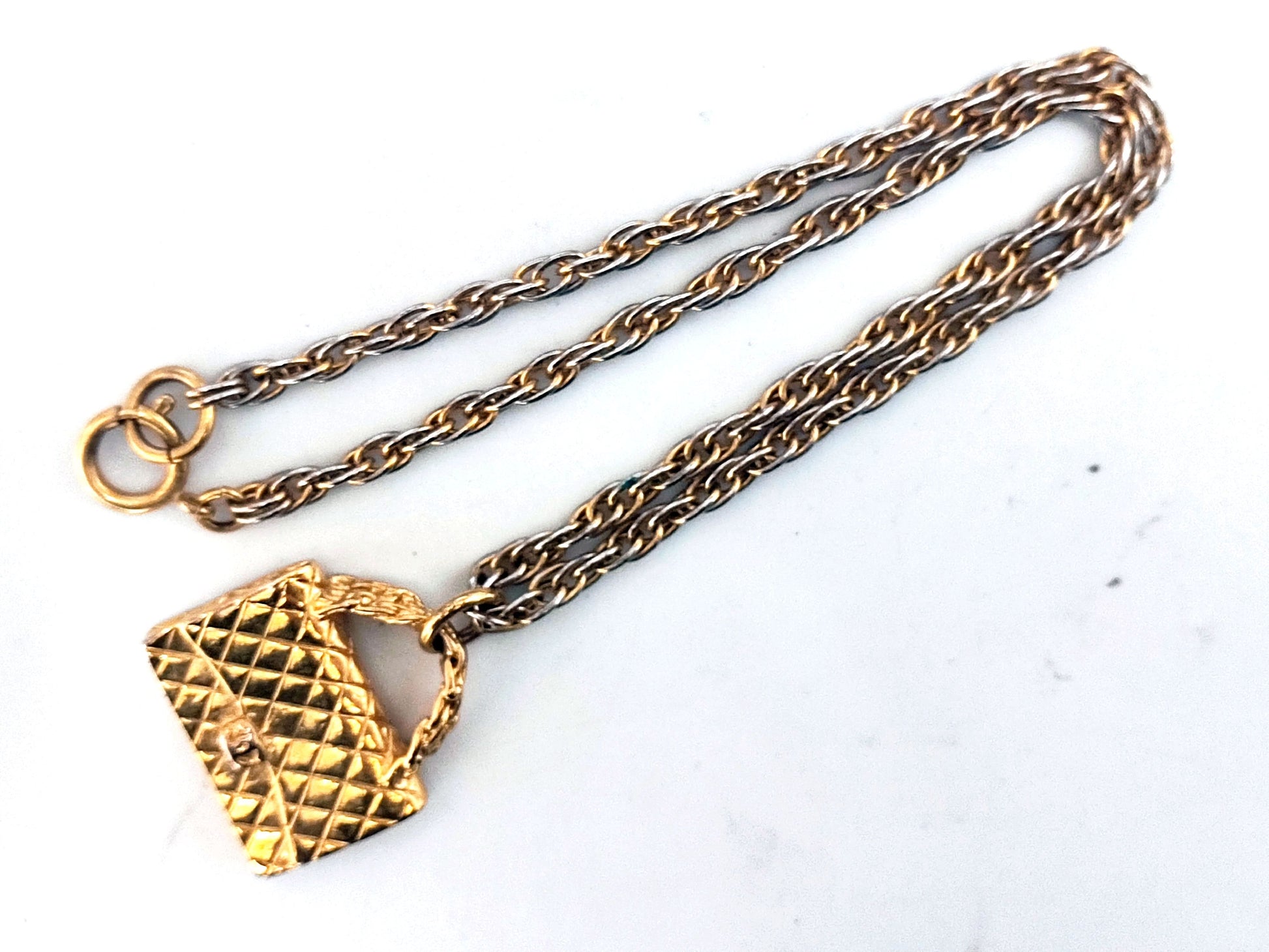 CHANEL Coco Mark Matelasse Bag Necklace Necklace