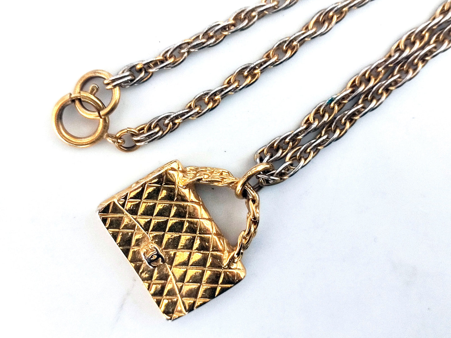 CHANEL Coco Mark Matelasse Bag Necklace Necklace