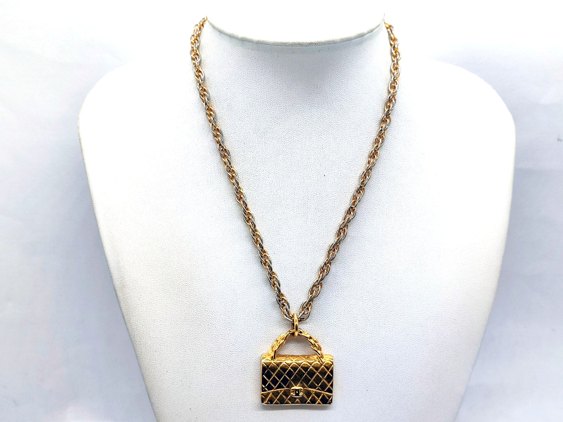 CHANEL Coco Mark Matelasse Bag Necklace Necklace