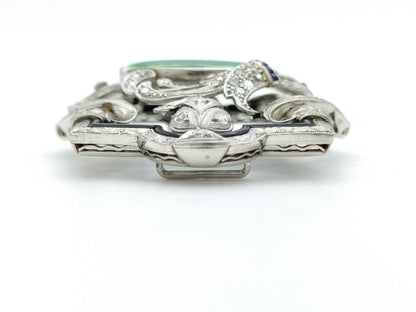 Jadeite, Ruby, Sapphire, and Diamond PT850 Obi Clasp, 23.0g 