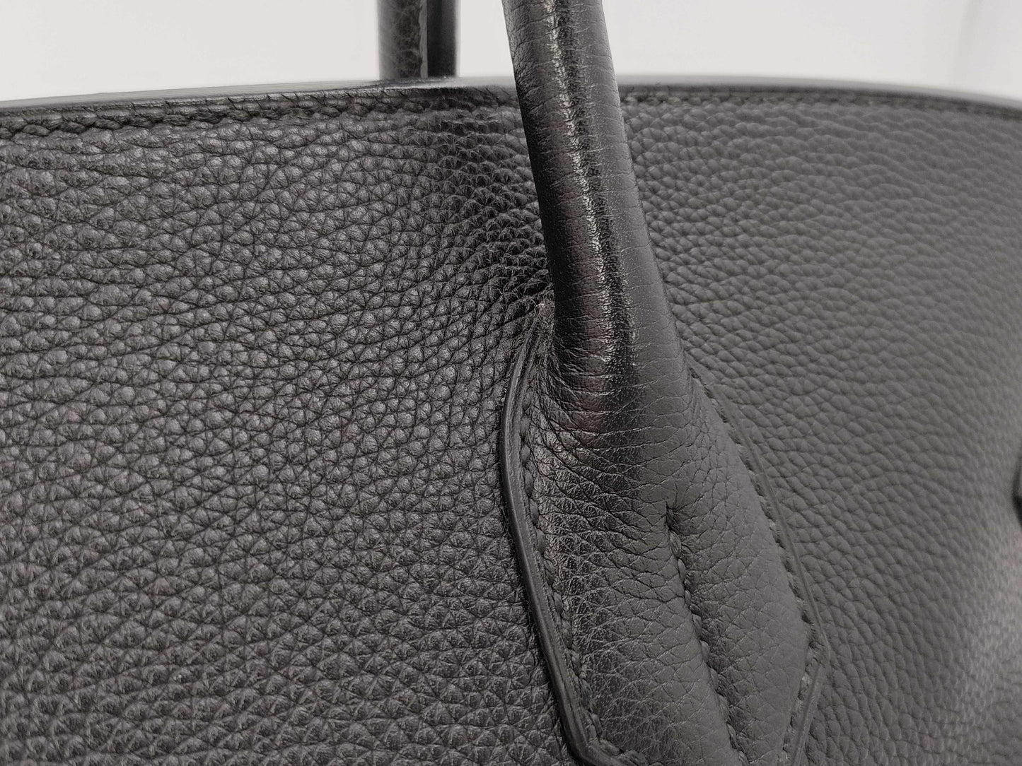 HERMES Shoulder Birkin Bag, Black, M Stamp, G Hardware, Taurillon Clemence Leather, Handbag