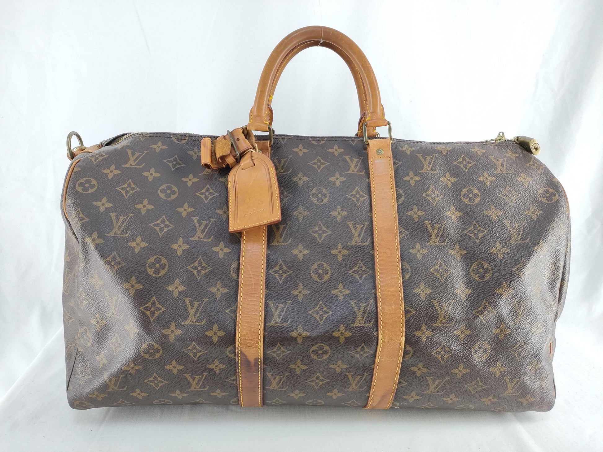 LOUIS VUITTON Monogram Vuitton Key Pol Bandriere 50 Boston Bag