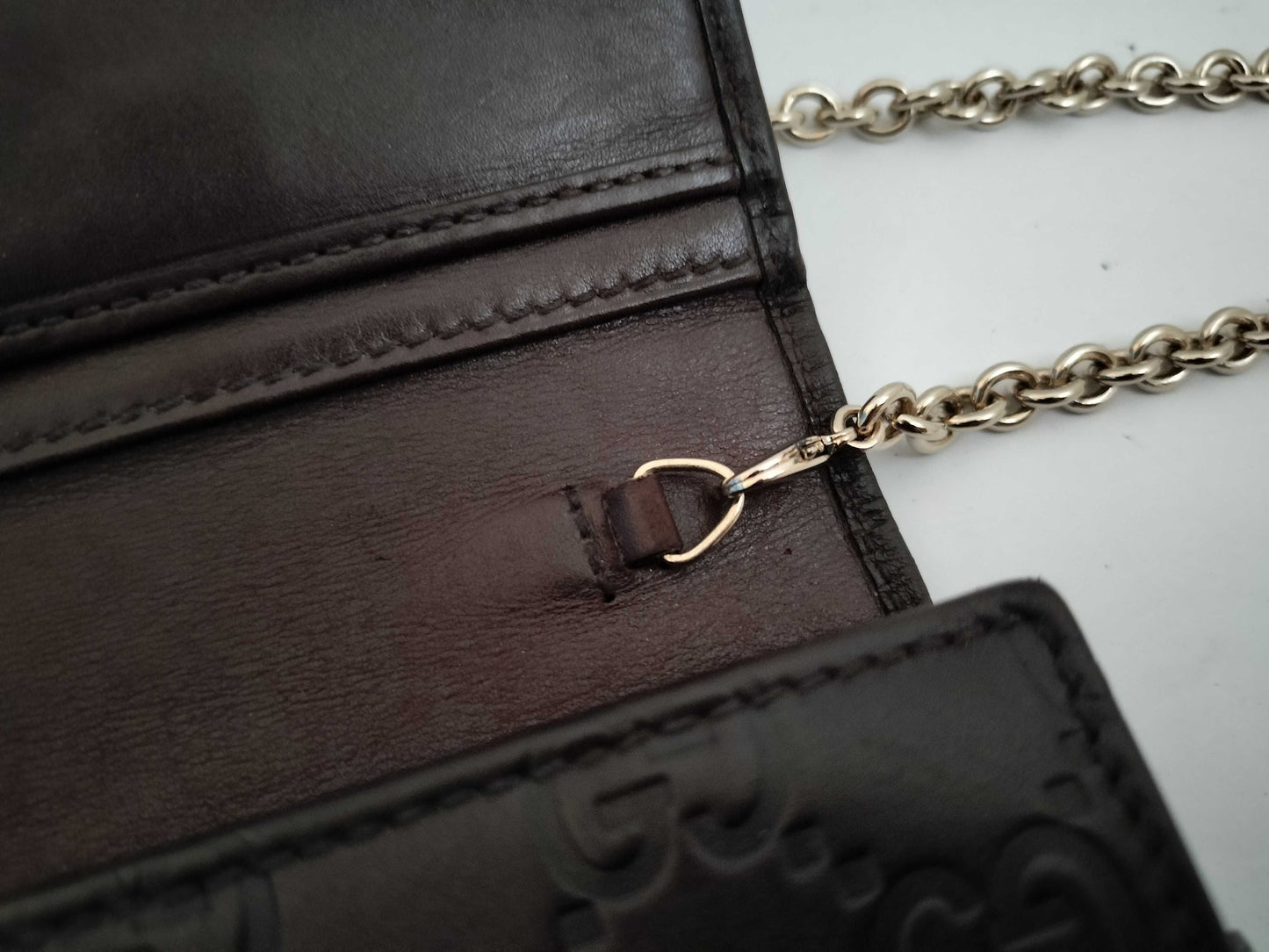 GUCCI Guccissima Chain Wallet with Gold Hardware