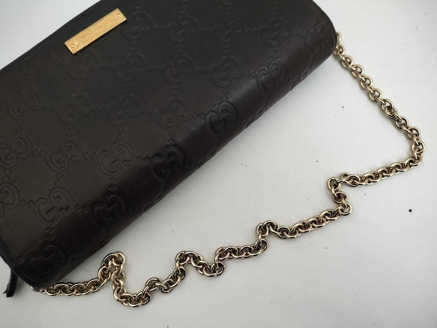 GUCCI Guccissima Chain Wallet with Gold Hardware