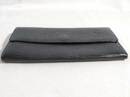 LOUIS VUITTON Epi Vuitton Epi Portefeuille Sara Martier Engraved Long Wallet Black Wallet