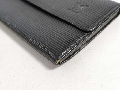 LOUIS VUITTON Epi Vuitton Epi Portefeuille Sara Martier Engraved Long Wallet Black Wallet