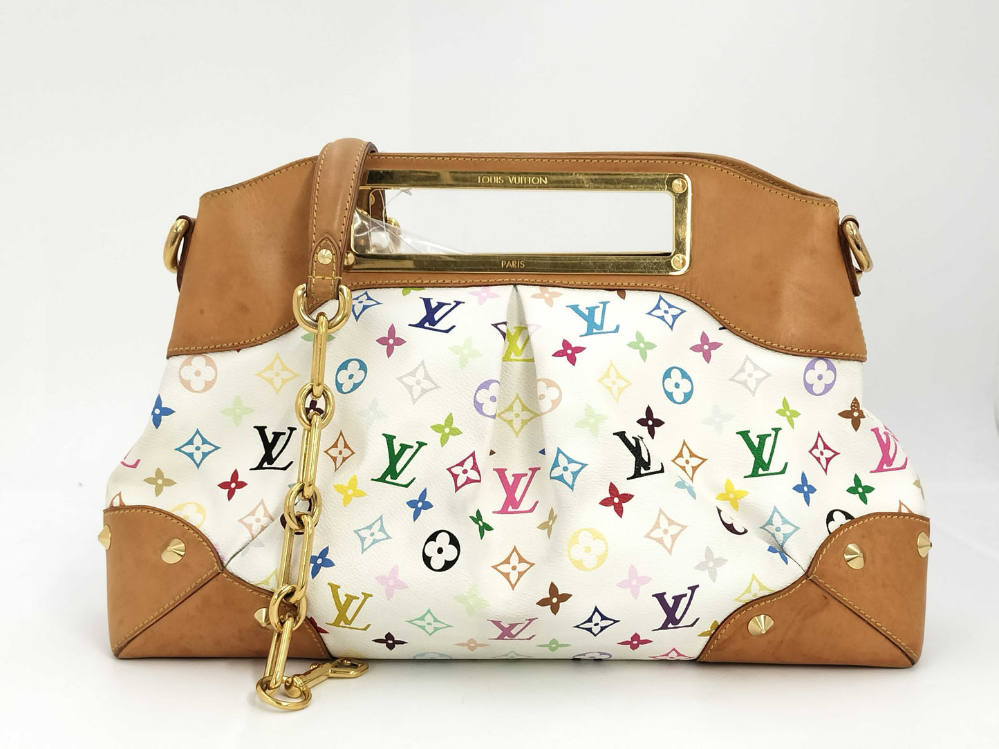LOUIS VUITTON LV Judy GM Monogram Multicolor M40253 White Pink Purse