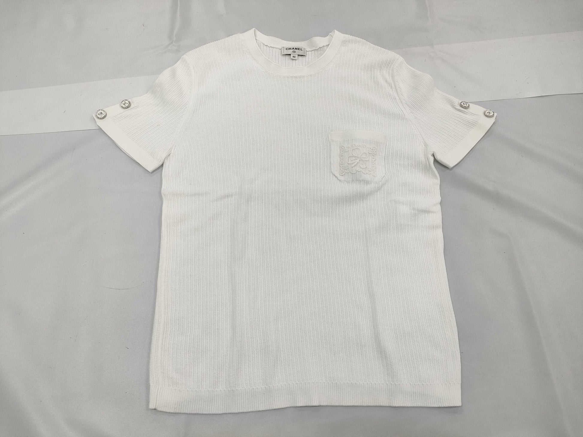 CHANEL CHANEL 2024 Icon Series Summer Knit Short Sleeve T-Shirt Size 40