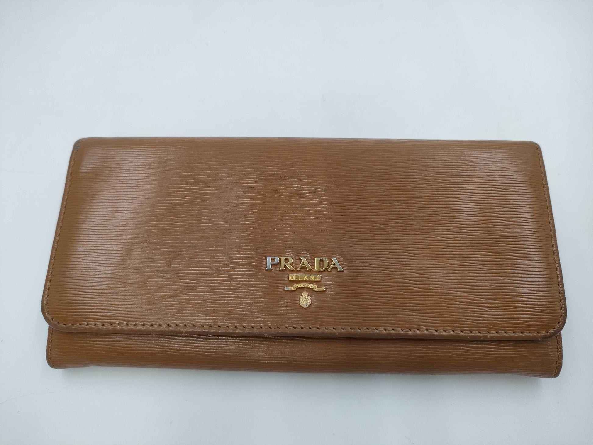 PRADA Prada long wallet leather camel