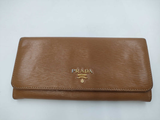 PRADA Prada long wallet leather camel