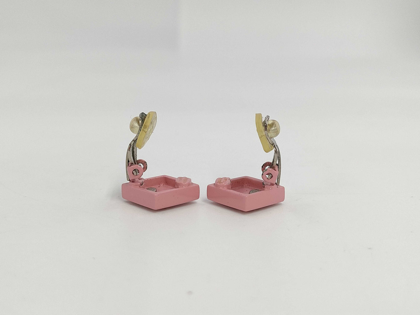 CHANEL Coco Mark Square Pink x Silver 04P Earrings