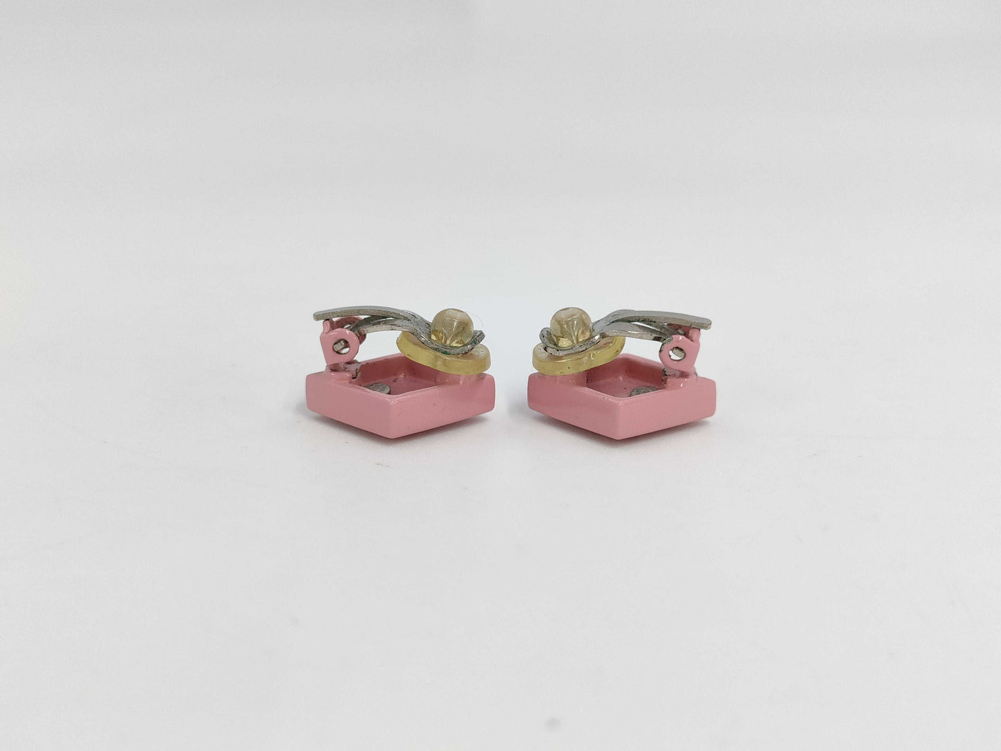 CHANEL Coco Mark Square Pink x Silver 04P Earrings