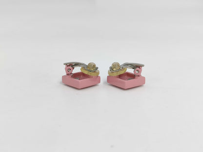 CHANEL Coco Mark Square Pink x Silver 04P Earrings