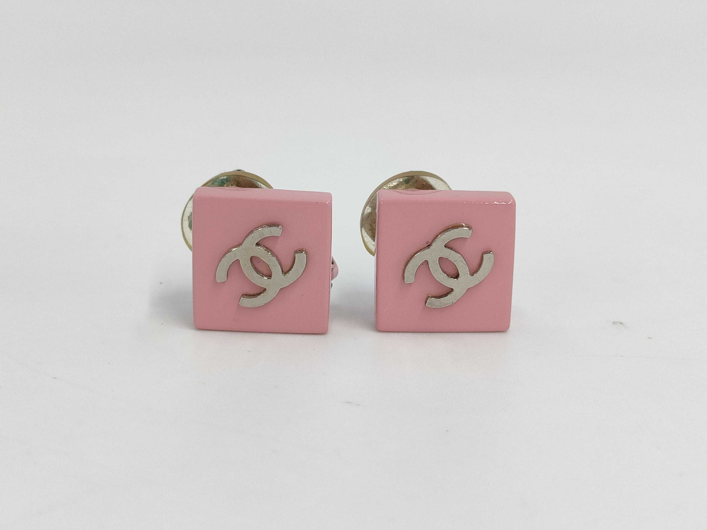CHANEL Coco Mark Square Pink x Silver 04P Earrings