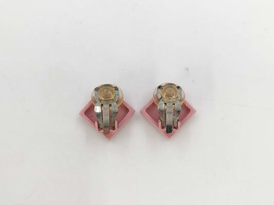CHANEL Coco Mark Square Pink x Silver 04P Earrings