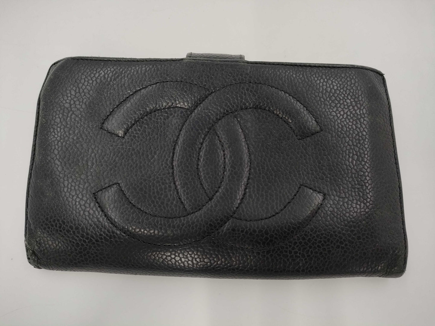CHANEL Coco Mark Bi-fold Wallet, Caviar, G Hardware, Black, 3651041