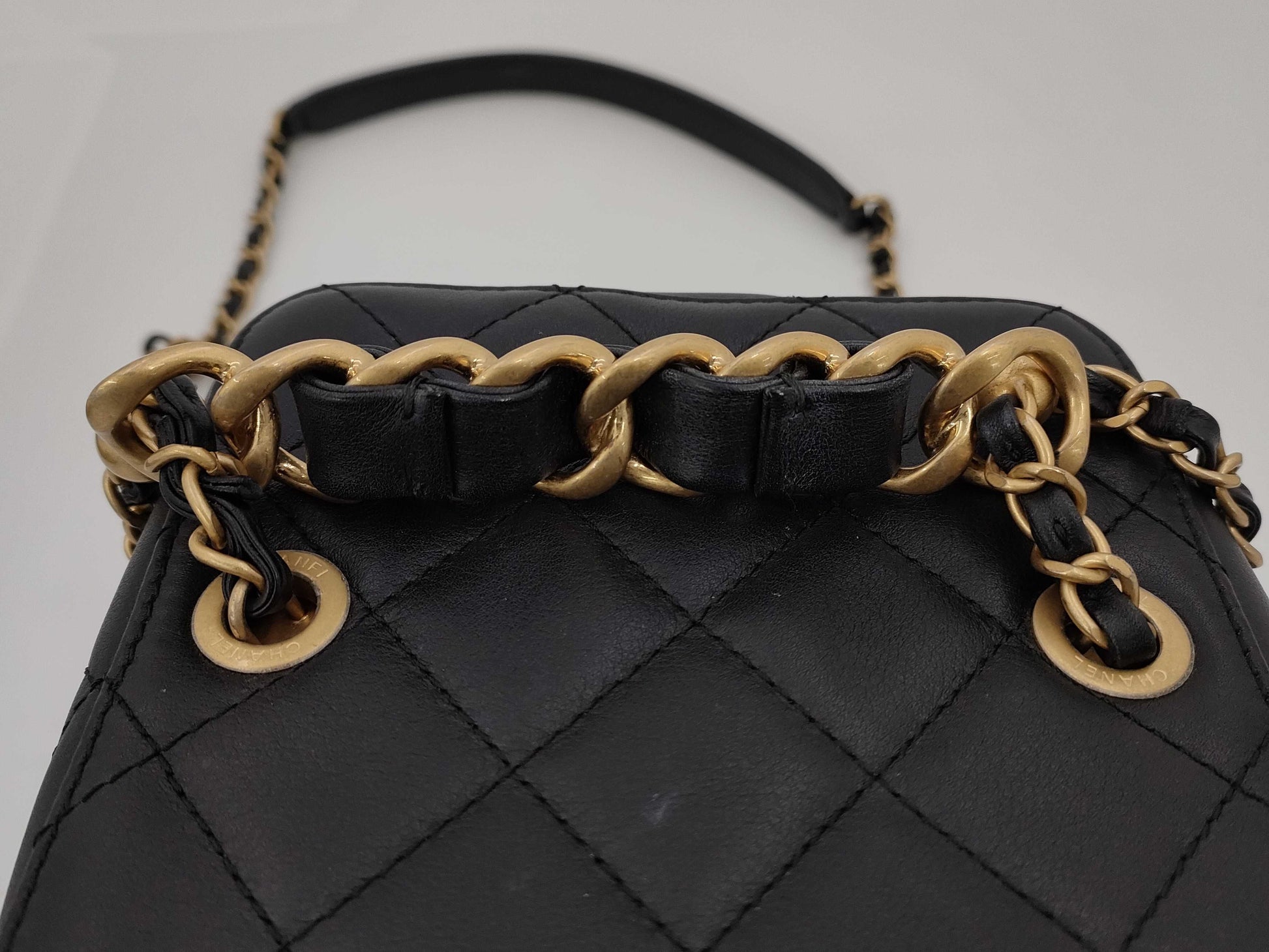 CHANEL Matelasse Chain Vanity Lamb G Hardware Black Shoulder Bag CPX8P2AH