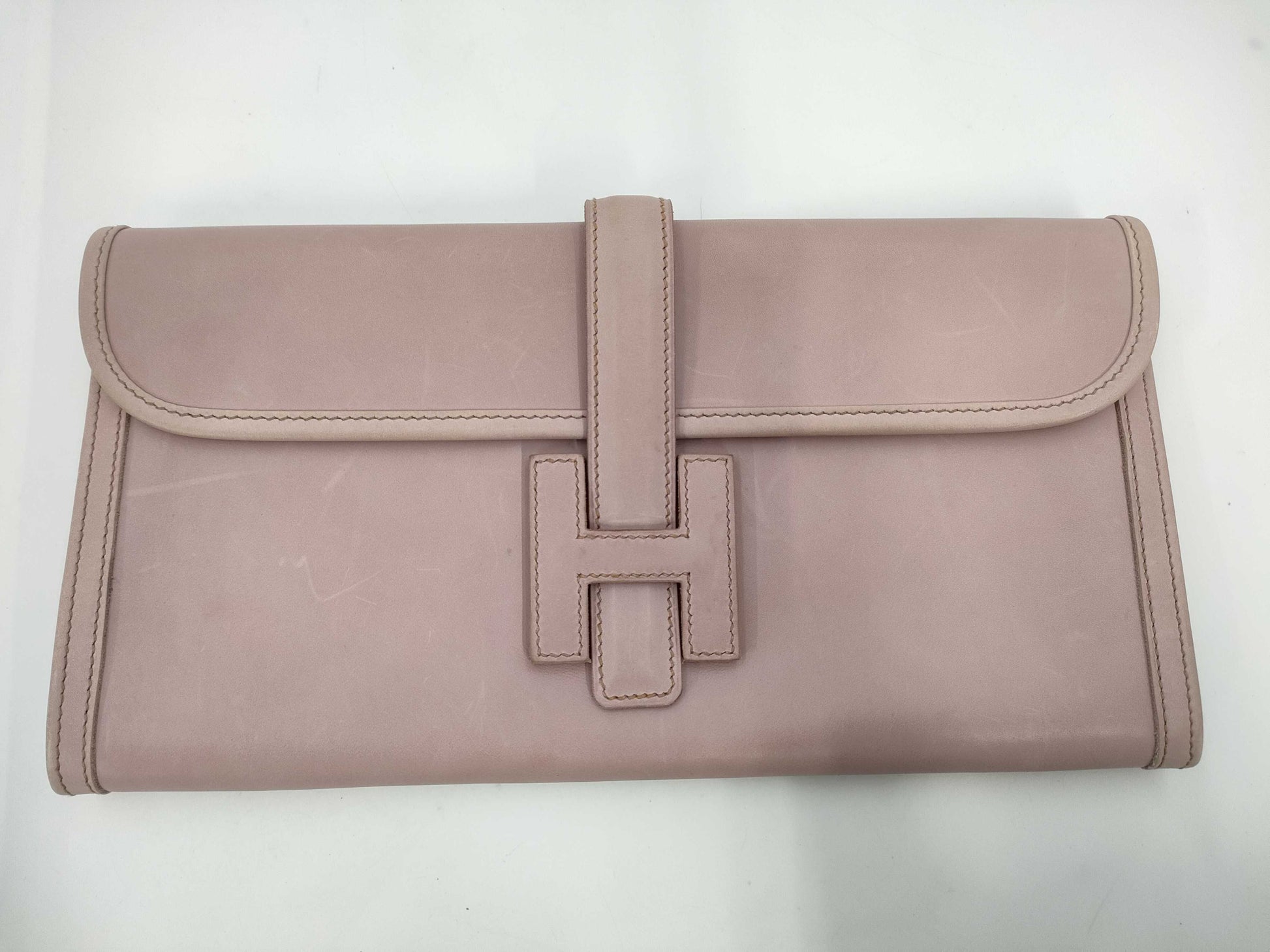 HERMES Jige PM Swift Rose Sakura Second Bag with unclear engraving